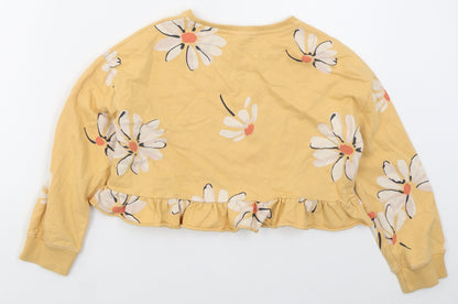 NEXT Girls Orange Floral Cotton Pullover Sweatshirt Size 10 Years  Pullover - Hello