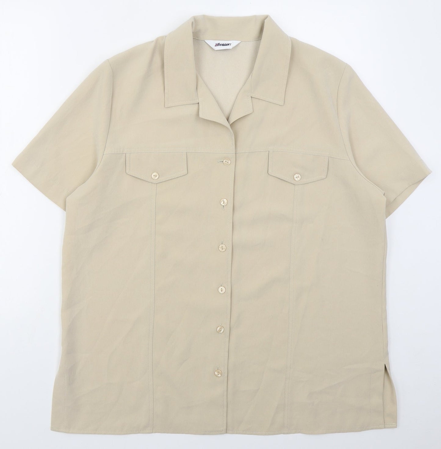 Damart Womens Beige  Polyester Basic Button-Up Size L Collared
