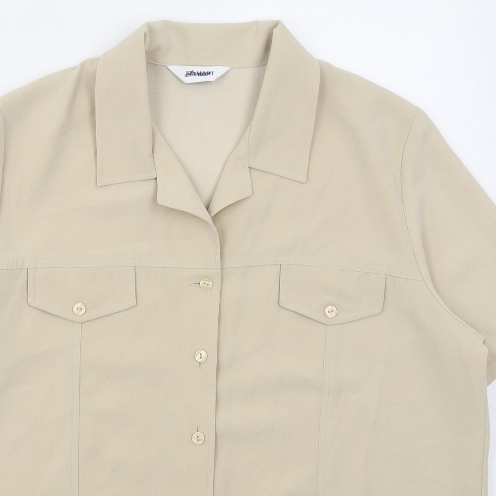 Damart Womens Beige  Polyester Basic Button-Up Size L Collared