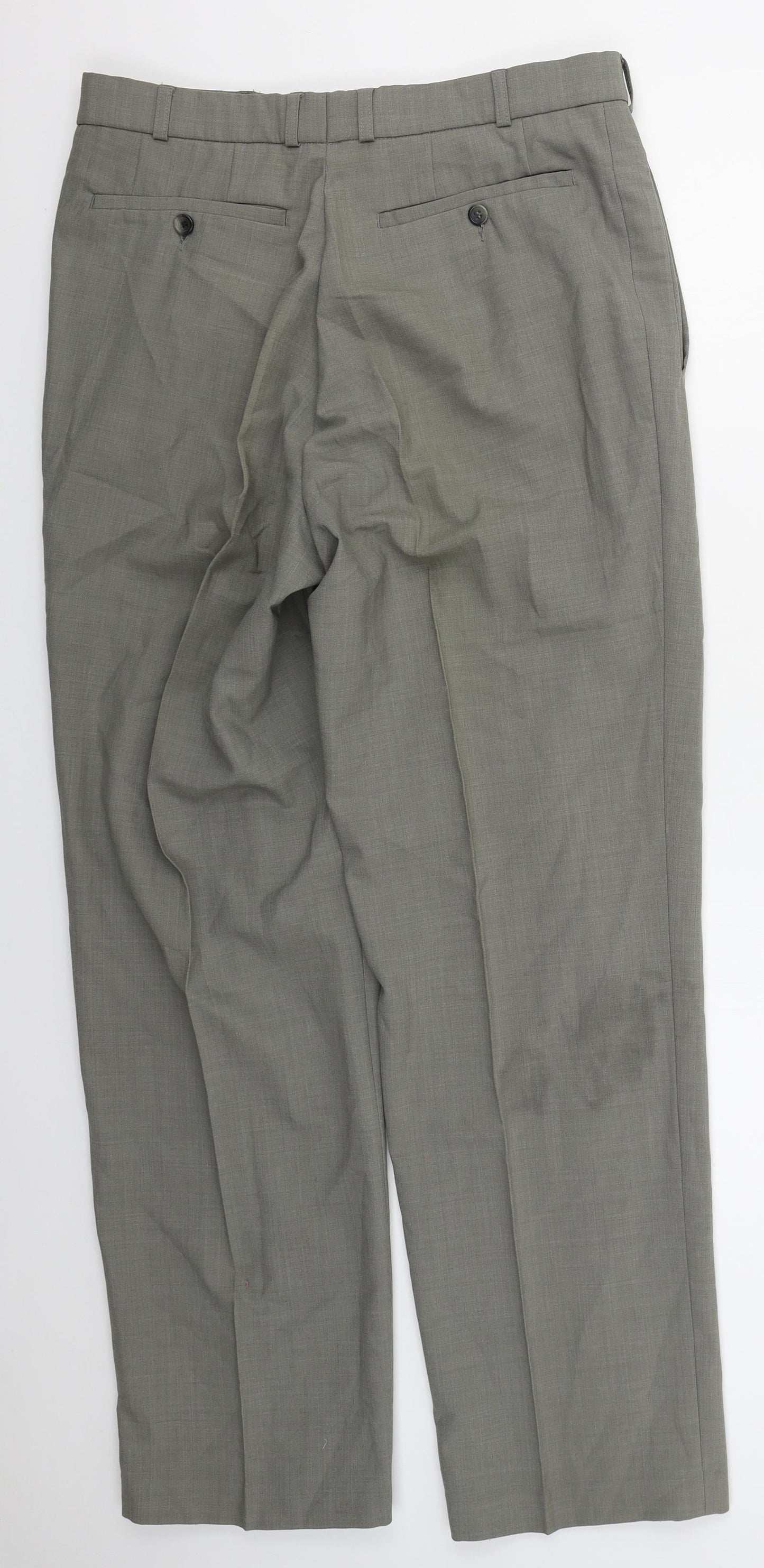 Ela Flex Mens Grey  Polyester Trousers  Size 32 L31 in Regular Button