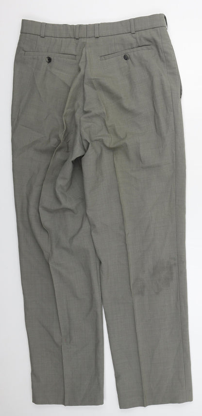 Ela Flex Mens Grey  Polyester Trousers  Size 32 L31 in Regular Button