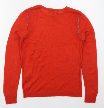 Marks and Spencer Womens Red Crew Neck  Acrylic Pullover Jumper Size 10