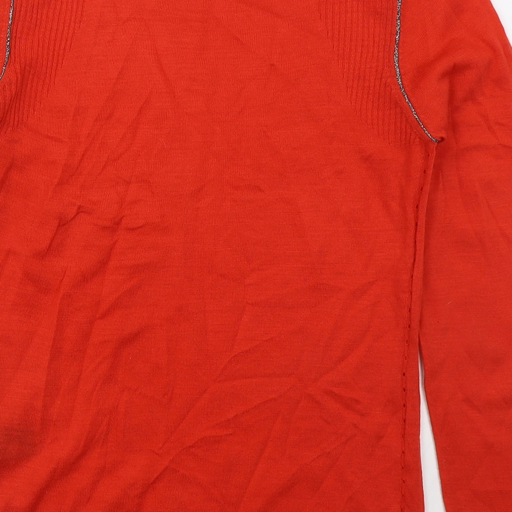 Marks and Spencer Womens Red Crew Neck  Acrylic Pullover Jumper Size 10