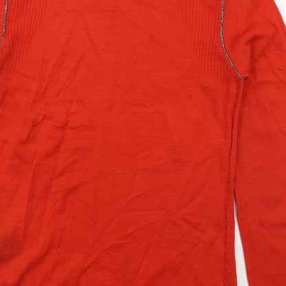 Marks and Spencer Womens Red Crew Neck  Acrylic Pullover Jumper Size 10