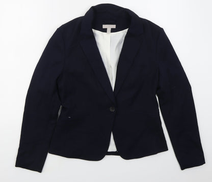 H&M Womens Blue  Polyester Jacket Suit Jacket Size 12