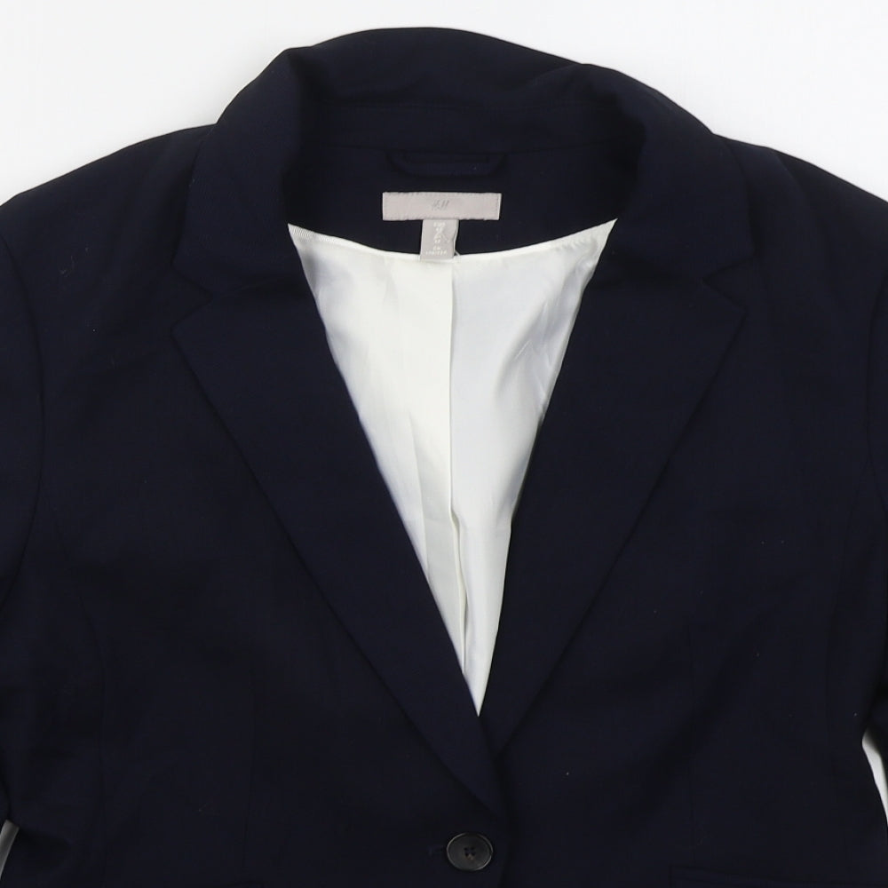 H&M Womens Blue  Polyester Jacket Suit Jacket Size 12
