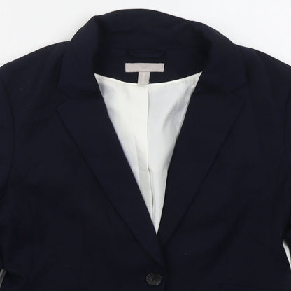 H&M Womens Blue  Polyester Jacket Suit Jacket Size 12