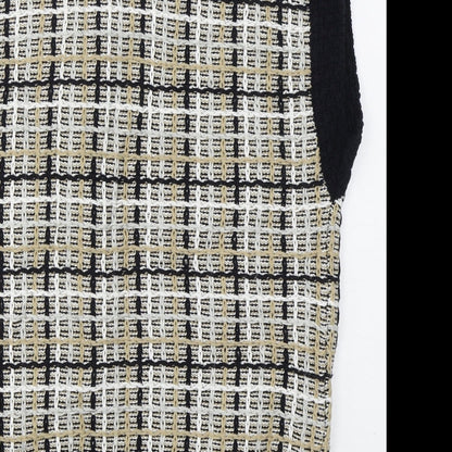 Sussan Womens Beige Crew Neck Check Cotton Cardigan Jumper Size S