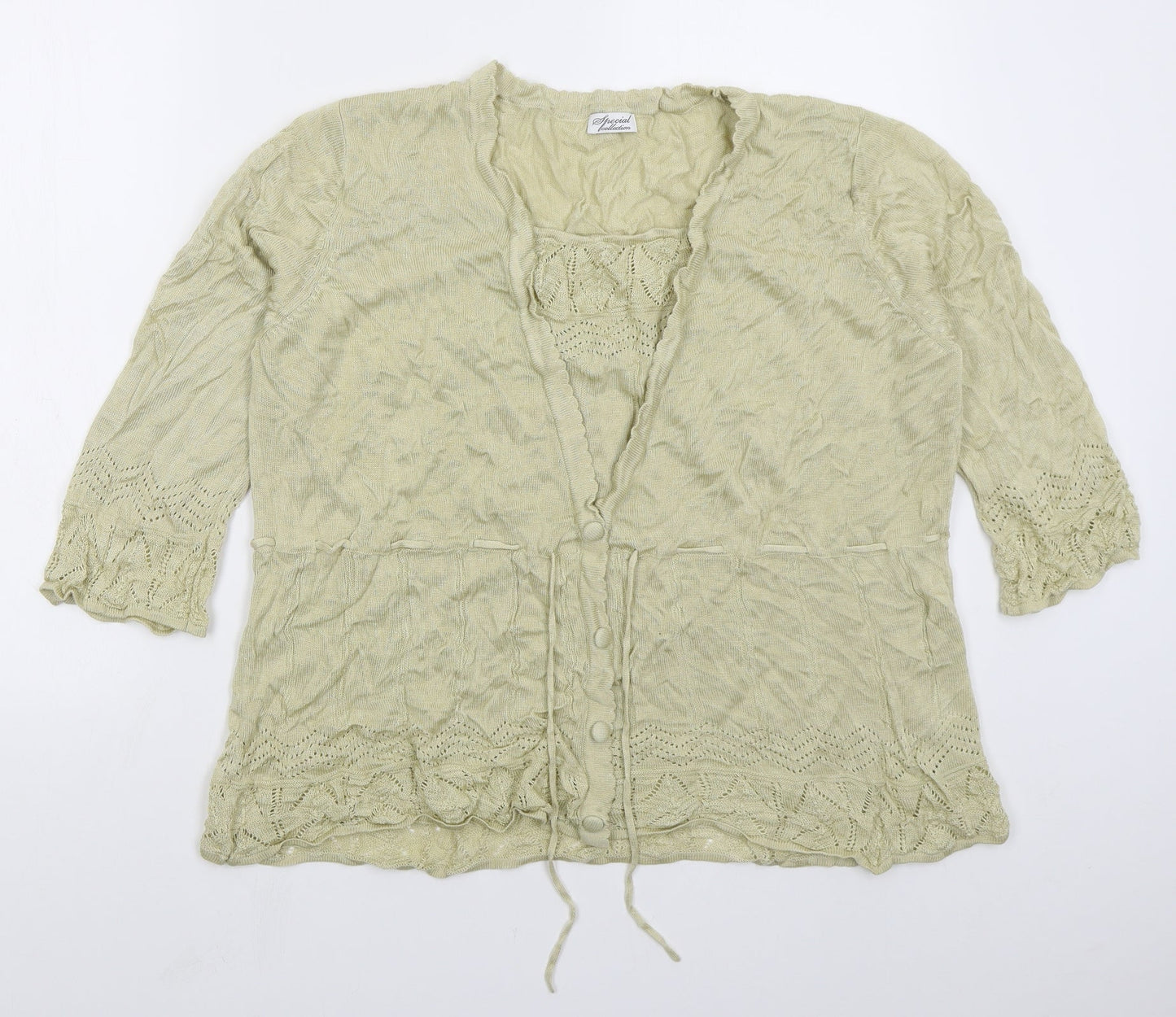 Special Collection Womens Beige Round Neck  Acrylic Pullover Jumper Size 24
