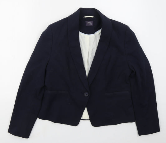 Marks and Spencer Womens Blue  Polyester Jacket Suit Jacket Size 14
