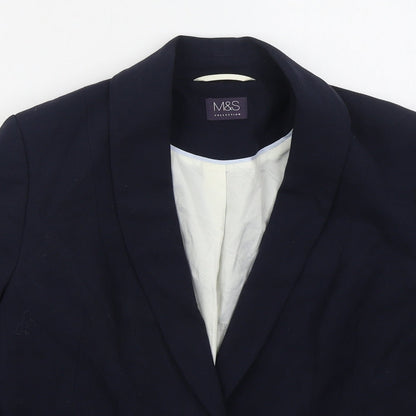 Marks and Spencer Womens Blue  Polyester Jacket Suit Jacket Size 14