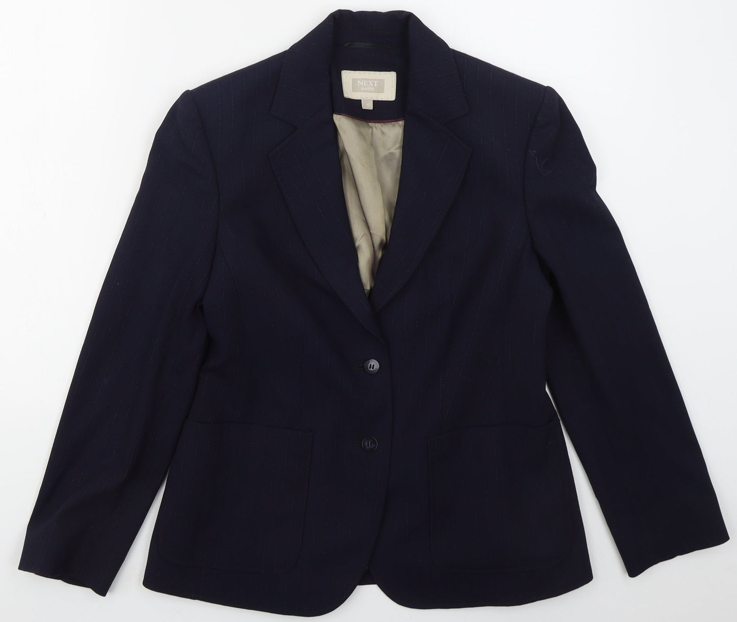NEXT Womens Blue Striped Polyester Jacket Suit Jacket Size 12