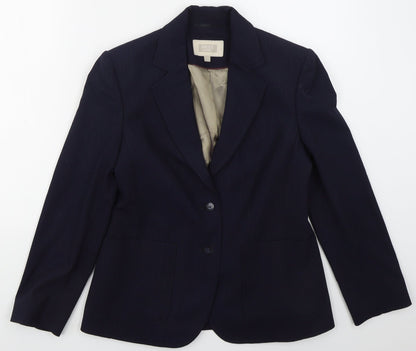 NEXT Womens Blue Striped Polyester Jacket Suit Jacket Size 12