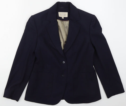 NEXT Womens Blue Striped Polyester Jacket Suit Jacket Size 12