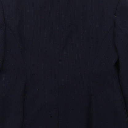 NEXT Womens Blue Striped Polyester Jacket Suit Jacket Size 12