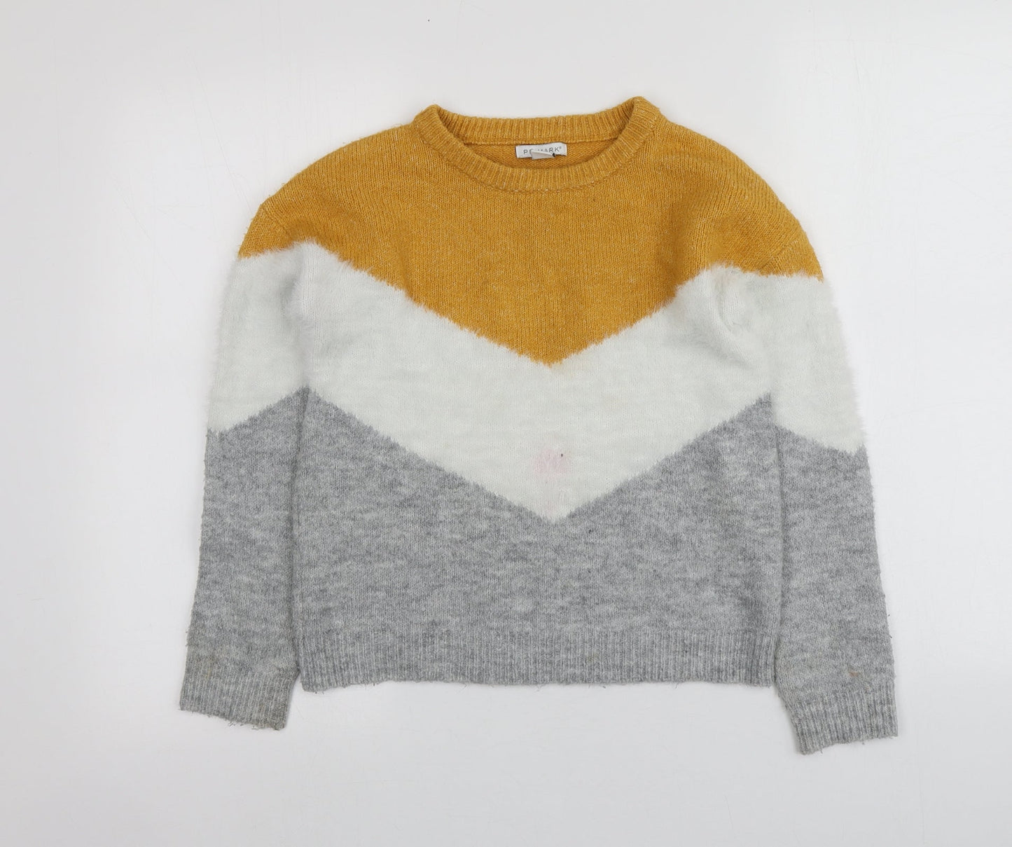 Primark Girls Multicoloured Round Neck Striped Acrylic Pullover Jumper Size 10-11 Years