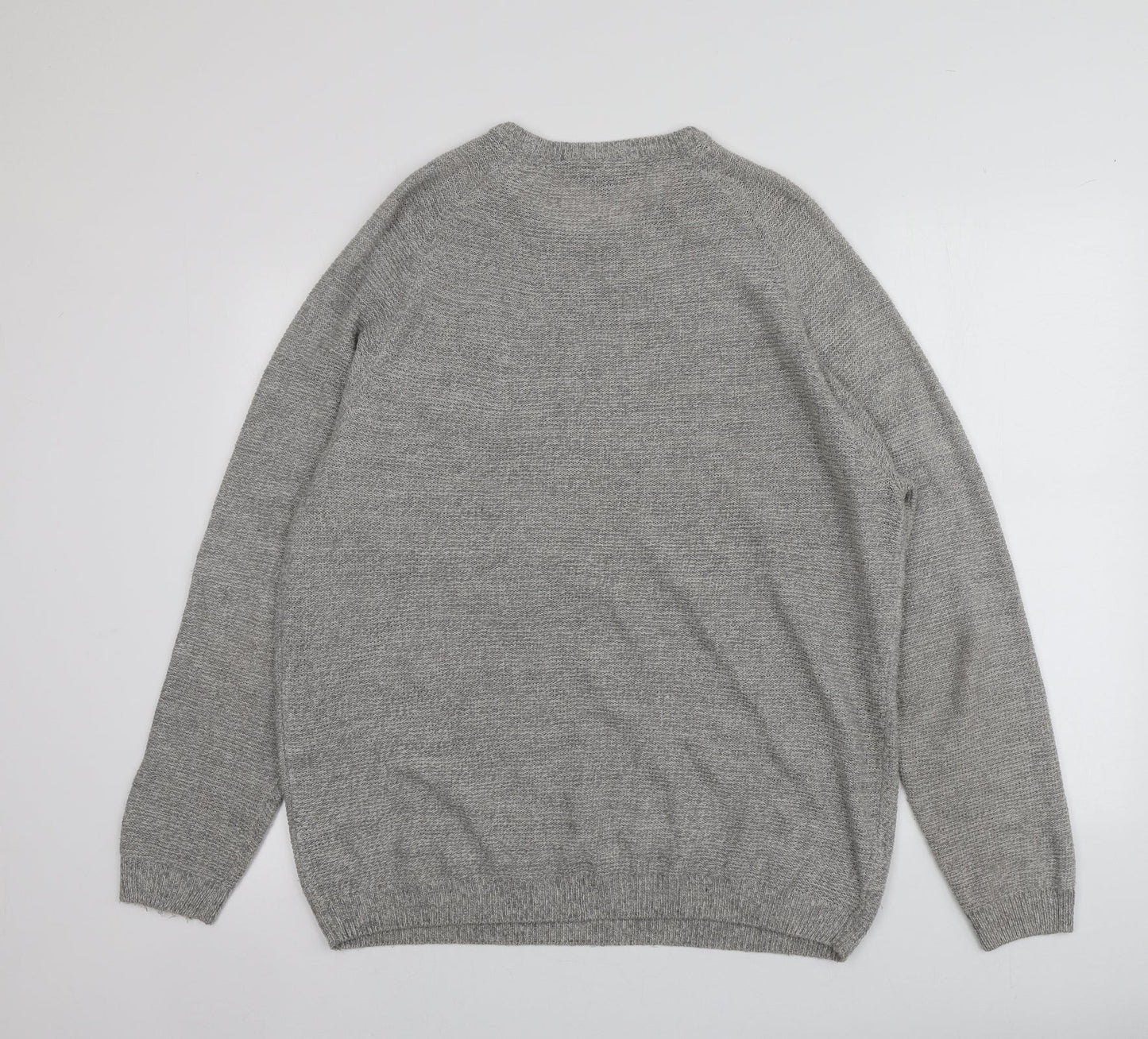 Pepeco Mens Grey Round Neck  Acrylic Pullover Jumper Size XL