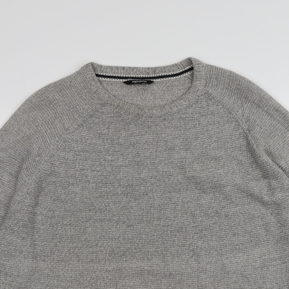 Pepeco Mens Grey Round Neck  Acrylic Pullover Jumper Size XL