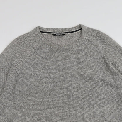 Pepeco Mens Grey Round Neck  Acrylic Pullover Jumper Size XL