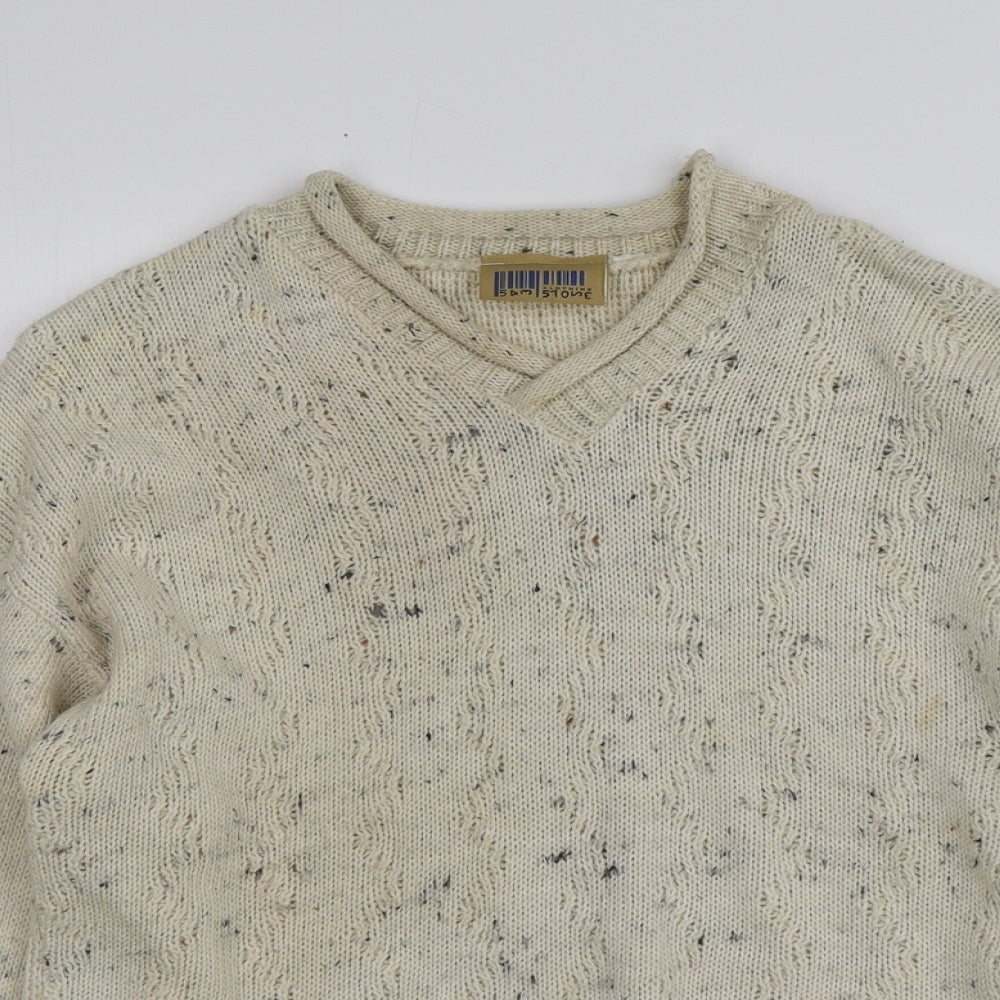 Sam Store  Womens Beige V-Neck   Pullover Jumper Size S   - Material Mixed Fibre