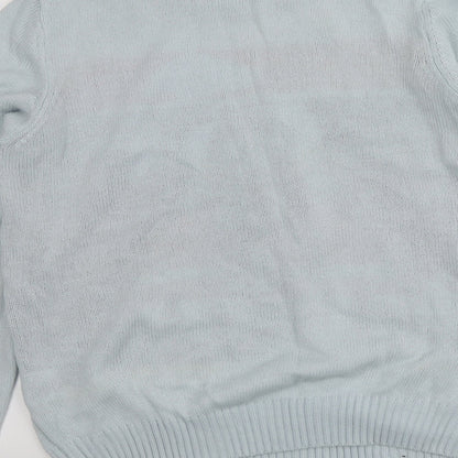 Avenue Womens Blue Round Neck Geometric Acrylic Pullover Jumper Size M   - Santa Jumper