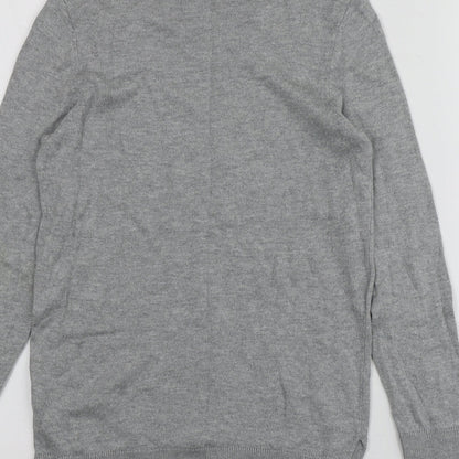 Me.n.u Girls Grey Round Neck Geometric Cotton Pullover Jumper Size 10 Years
