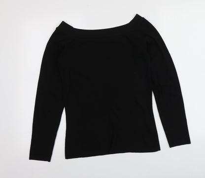 NEXT Womens Black Square Neck  Nylon Pullover Jumper Size 12