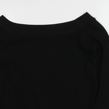 NEXT Womens Black Square Neck  Nylon Pullover Jumper Size 12
