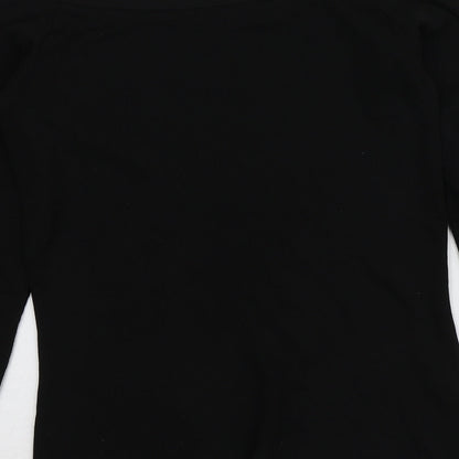 NEXT Womens Black Square Neck  Nylon Pullover Jumper Size 12