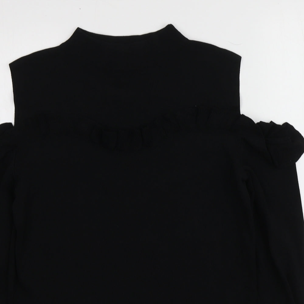 Coast Womens Black High Neck  Viscose Pullover Jumper Size L