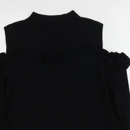 Coast Womens Black High Neck  Viscose Pullover Jumper Size L