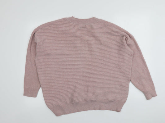 F&F Womens Pink V-Neck  Viscose Pullover Jumper Size 12