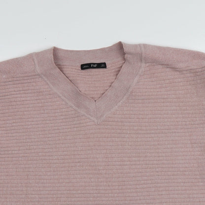 F&F Womens Pink V-Neck  Viscose Pullover Jumper Size 12