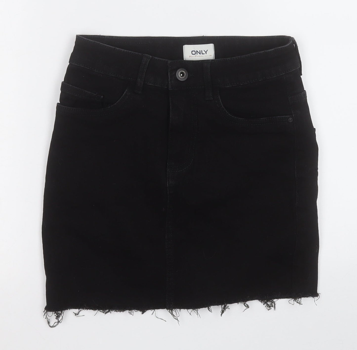 Only Womens Black  Cotton A-Line Skirt Size XS