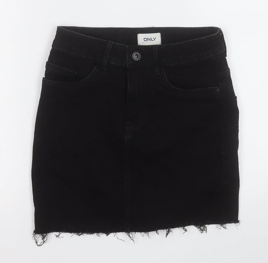Only Womens Black  Cotton A-Line Skirt Size XS