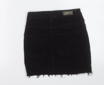 Only Womens Black  Cotton A-Line Skirt Size XS