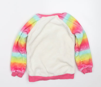 Picapino Girls Multicoloured Geometric Polyester Pullover Sweatshirt Size 4 Years   - Unicorn
