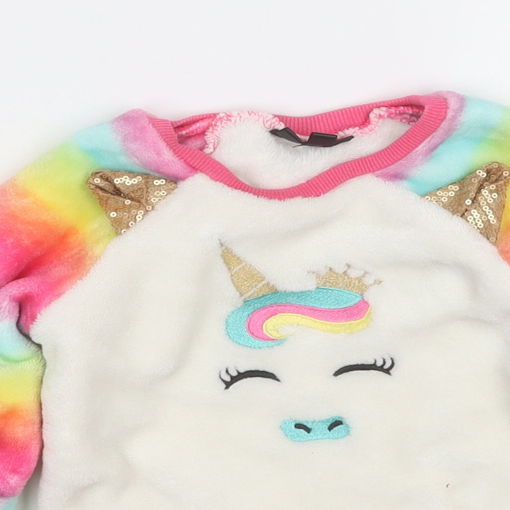 Picapino Girls Multicoloured Geometric Polyester Pullover Sweatshirt Size 4 Years   - Unicorn