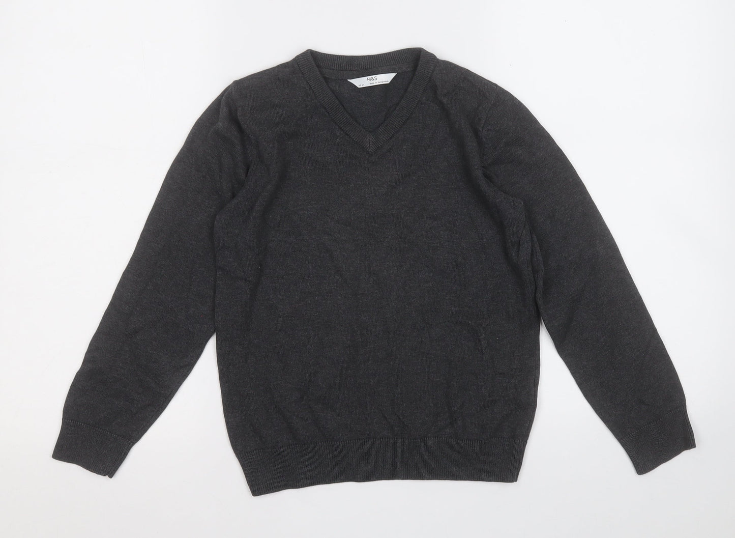 Marks and Spencer Boys Grey  Cotton Pullover Sweatshirt Size 8-9 Years