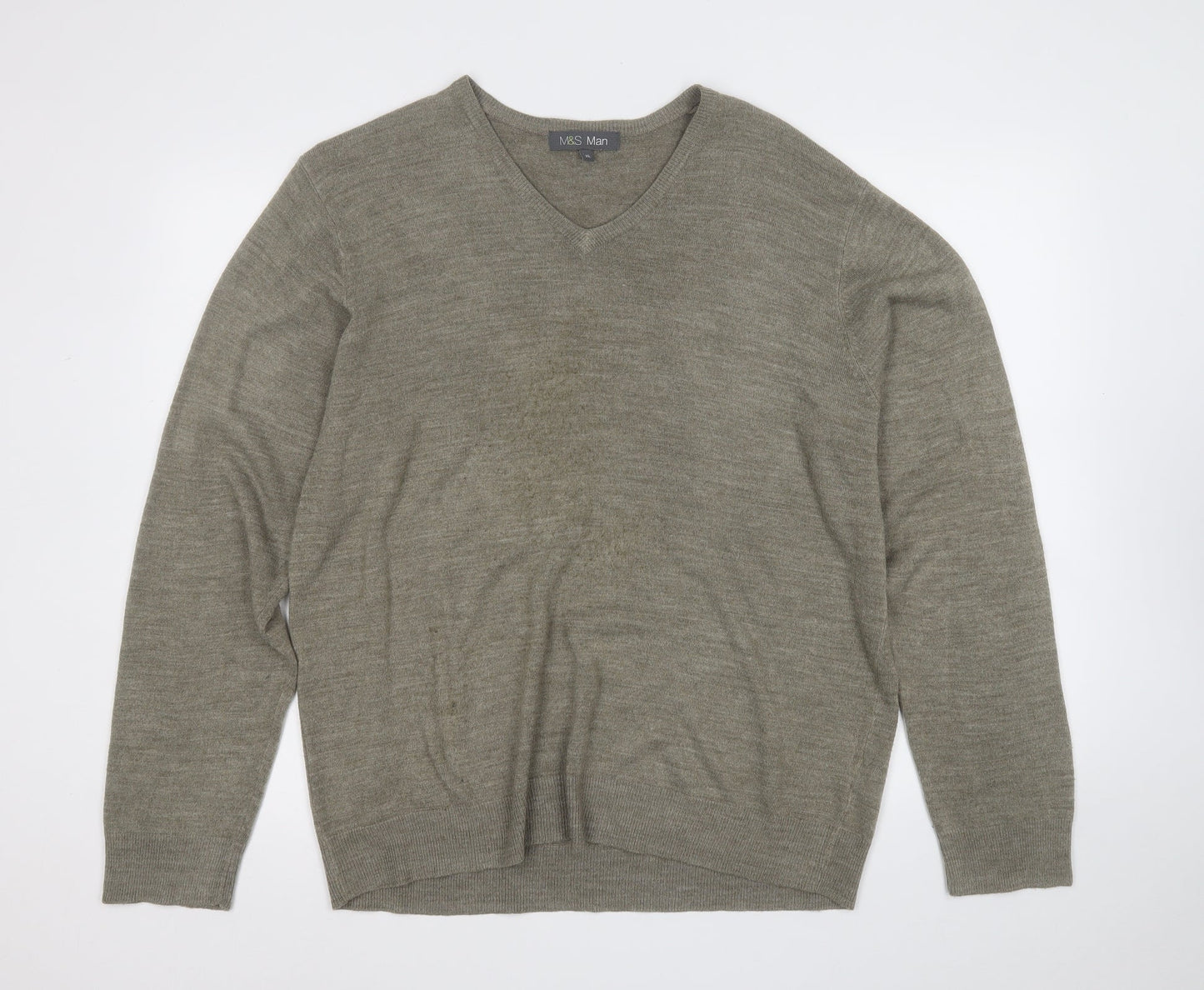 Marks and Spencer Mens Green Round Neck  Acrylic Pullover Jumper Size XL