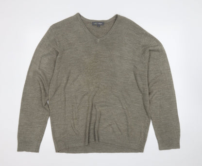 Marks and Spencer Mens Green Round Neck  Acrylic Pullover Jumper Size XL