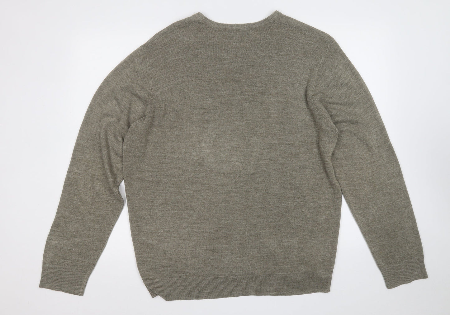 Marks and Spencer Mens Green Round Neck  Acrylic Pullover Jumper Size XL