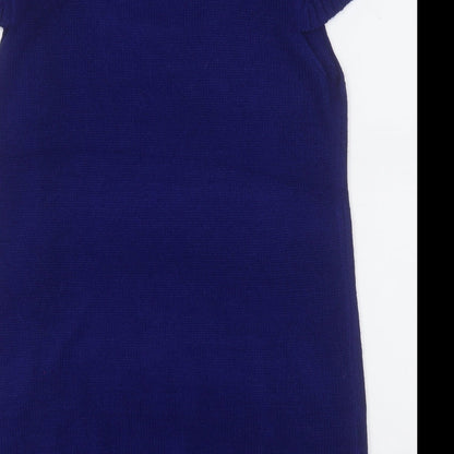 Preworn Womens Blue  Acrylic Pencil Dress  Size M  Round Neck  - Penguin