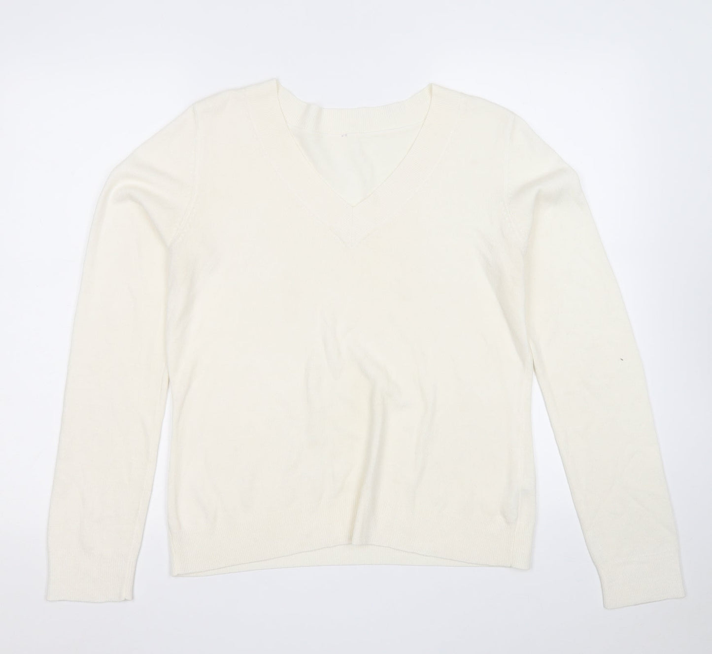 BHS Womens Yellow V-Neck  Acrylic Pullover Jumper Size 14