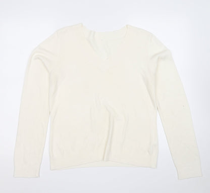 BHS Womens Yellow V-Neck  Acrylic Pullover Jumper Size 14