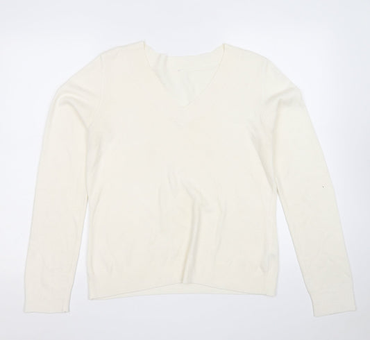 BHS Womens Yellow V-Neck  Acrylic Pullover Jumper Size 14