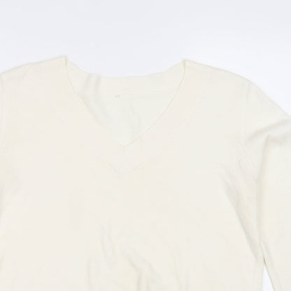 BHS Womens Yellow V-Neck  Acrylic Pullover Jumper Size 14