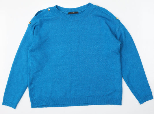 George Womens Blue Round Neck  Acrylic Pullover Jumper Size 14