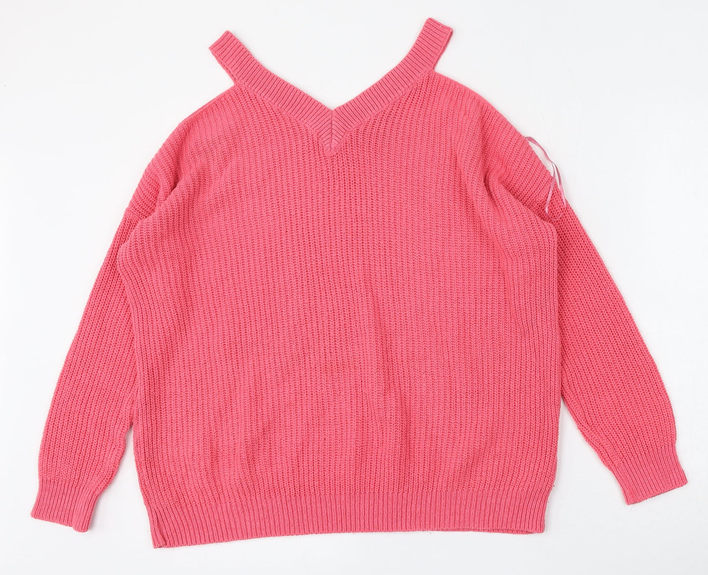 Atmosphere Womens Pink V-Neck  Acrylic Pullover Jumper Size 6