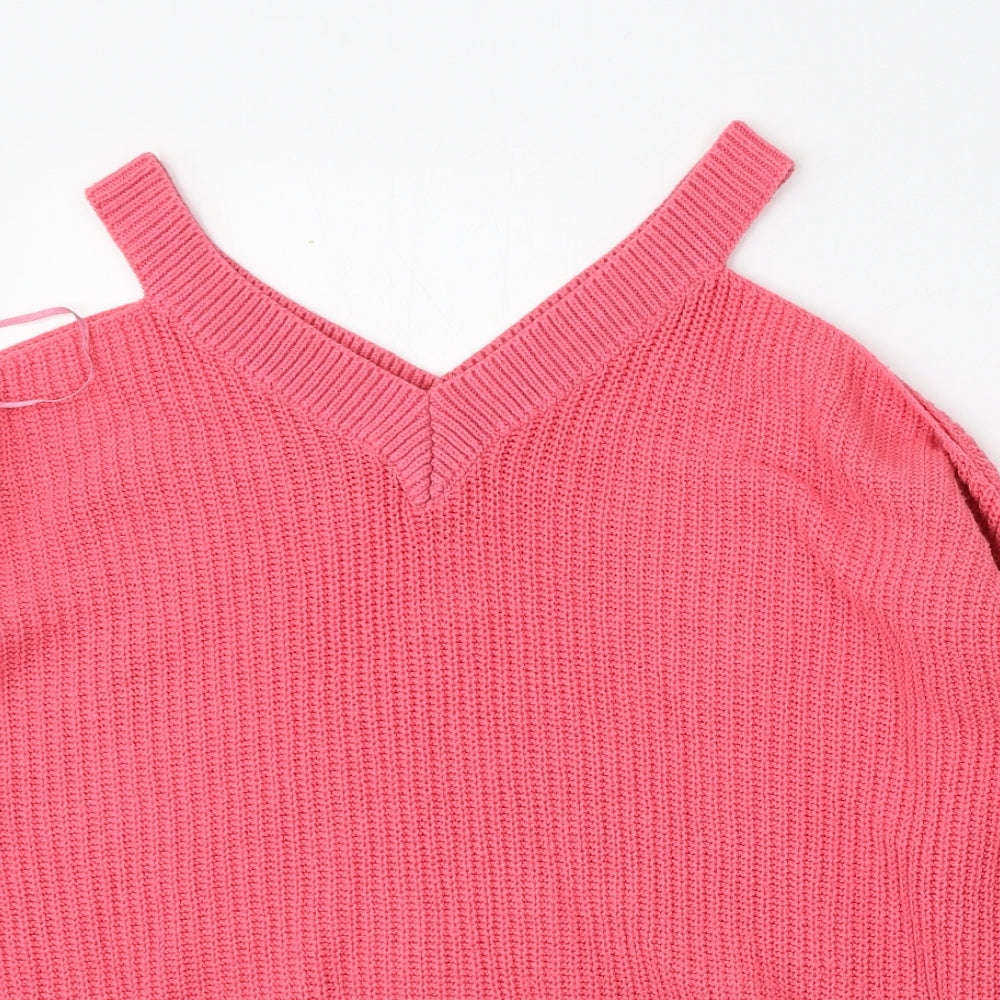 Atmosphere Womens Pink V-Neck  Acrylic Pullover Jumper Size 6